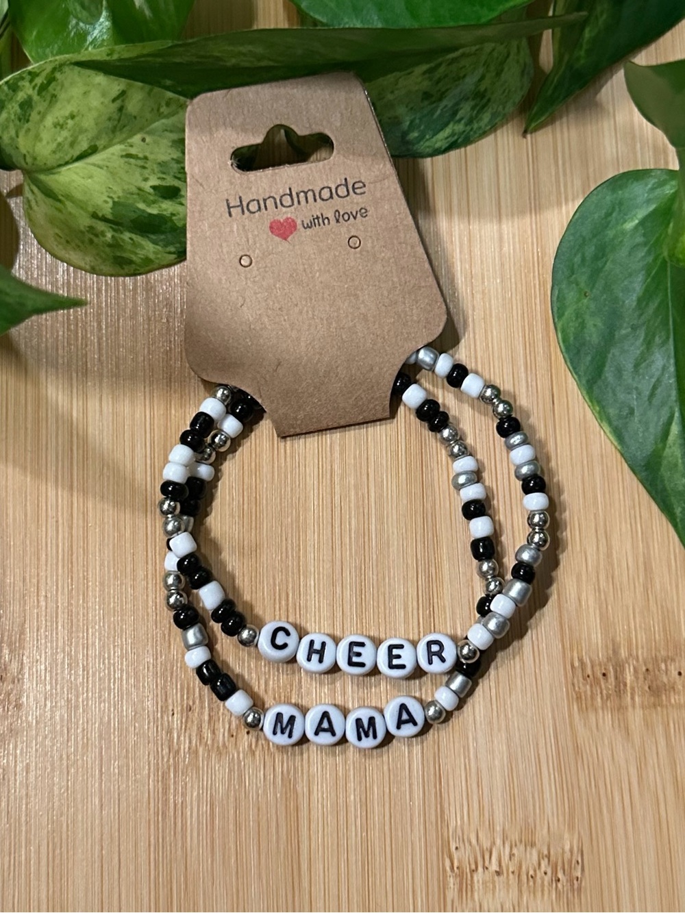 📣✨ Cheer Mama 2-Piece Stretchy Beaded Bracelet Set | Handmade | Cheer Mom Stack